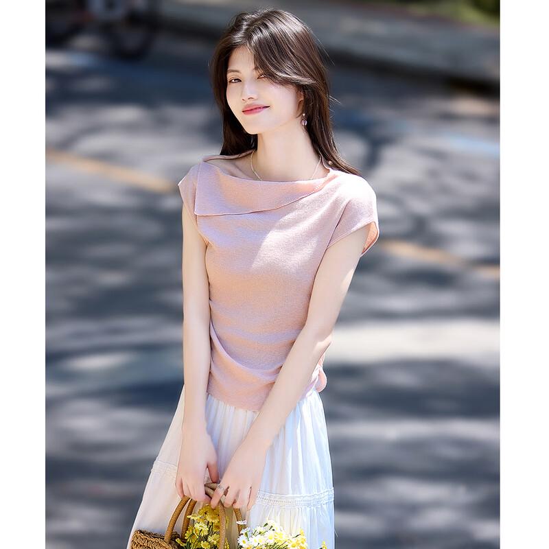 Women's Ruched Slash Neck Knit Top