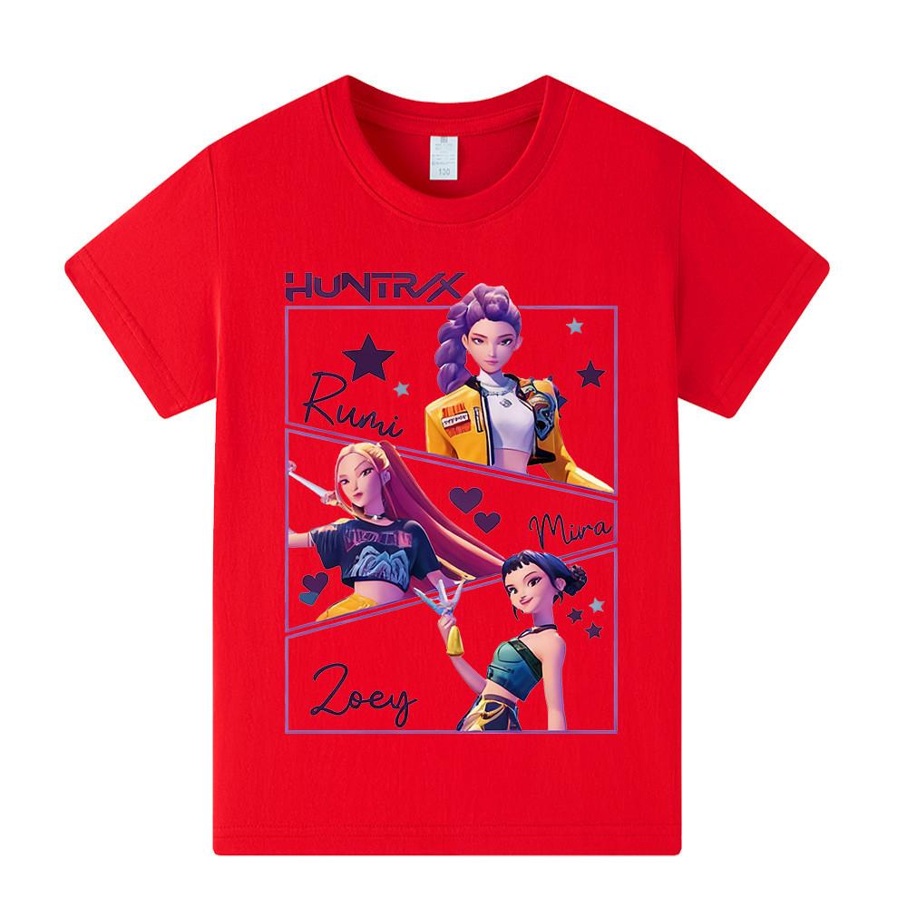 A1241 Kinder Jungen Mädchen Kpop Rumi Zoey Mira Print Kurzarm T-Shirt