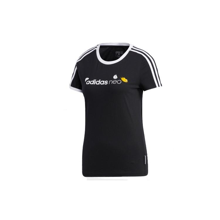 (WMNS) adidas neo Yellow Crossover Sports Short Sleeve Black Women s GL7212 S