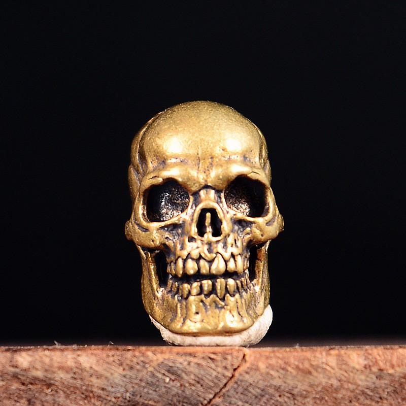 Brass Antique Skull Pendant Paracord Keychain Knife Handle Axe Grip Decor DIY Outdoor Accessory