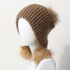 Korean Style Solid Color Knit Hat With Plush Pom Poms For Autumn Winter