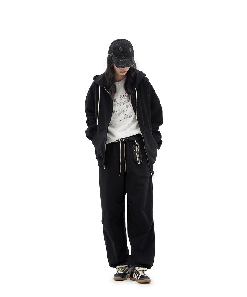 Defgarments Painting Brushed Hood Zip Up [Black]