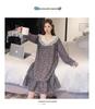 2025 V-Neck Pearl Cotton Long Sleeve Nightgown with Chest Pad – Spring/Autumn Oversized Sleep Dress for Indoor/Outdoor Wear