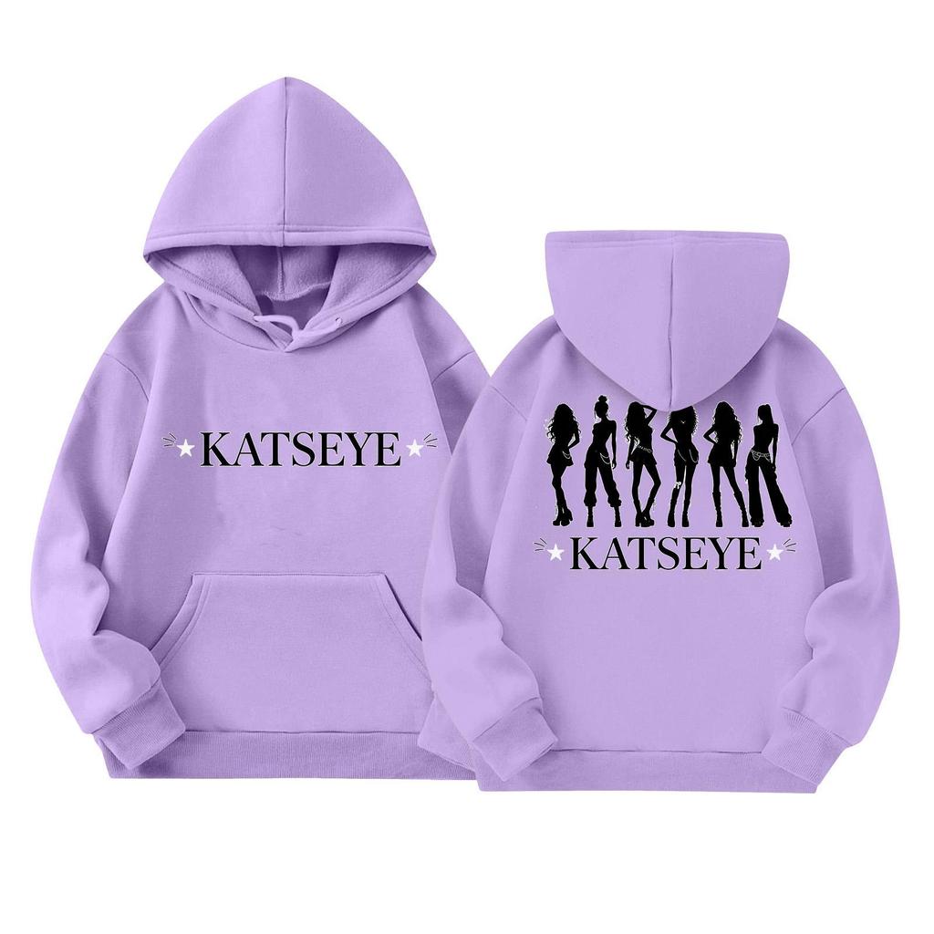 Girls' Fashion Long-Sleeve Hooded Sweatshirt with Print and Pockets