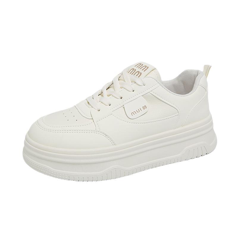 Muffin platform white shoes women's spring 2025 new versatile student popular bread shoes heightening casual board shoes