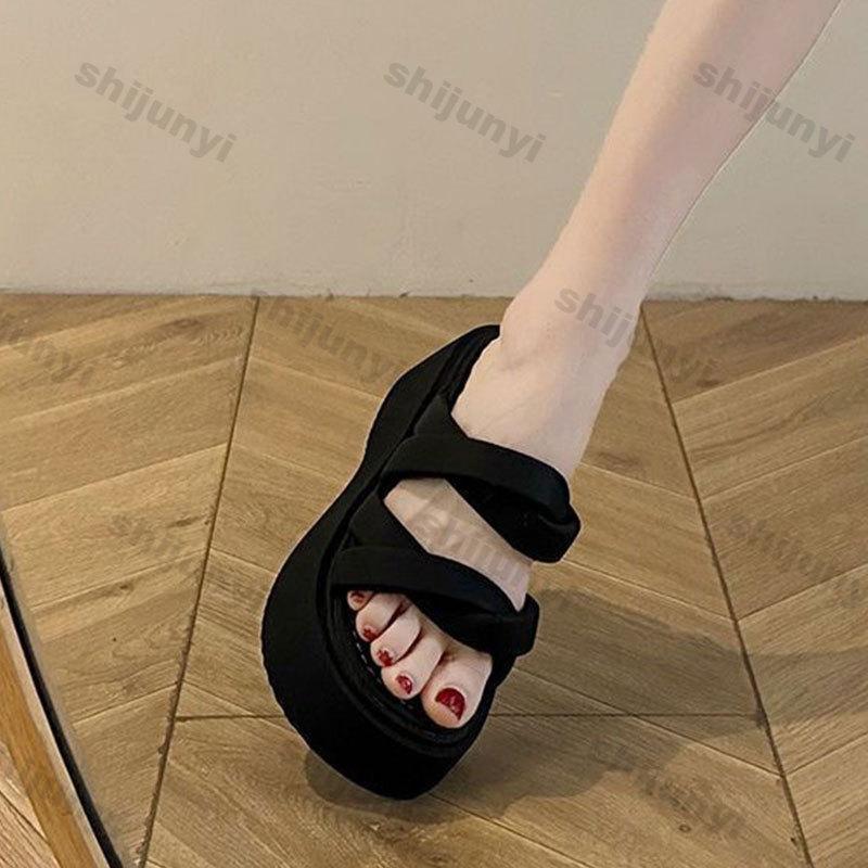 Women's Platform Sandals 2025 Summer Non Slip Outdoor Breathable Height Increase Slippers Comfortable Fashion Beach Casual Shoes