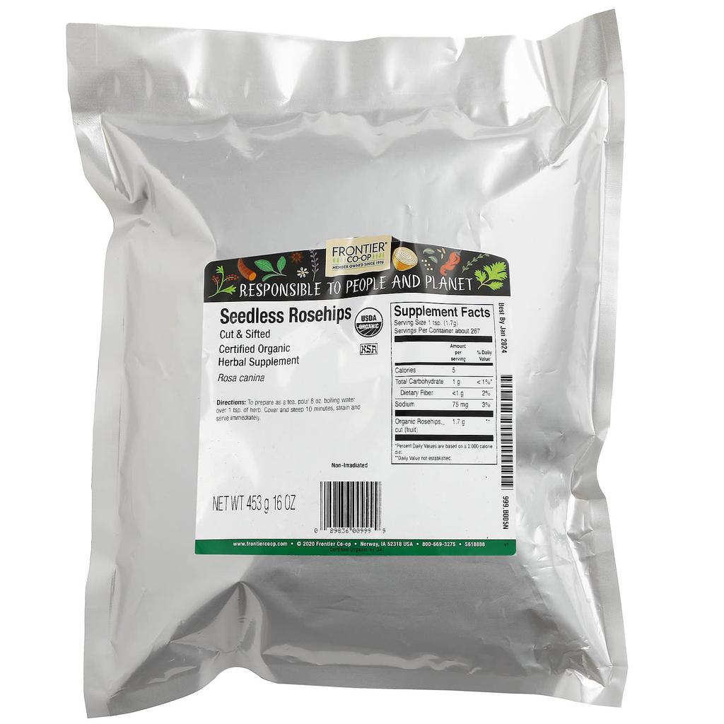 Frontier Co-Op, Organic Rosehips, Chopped and Sieved, 453G (16Oz)