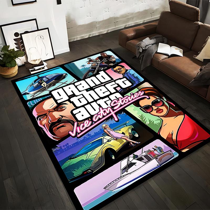 Grand Theft Auto Vice City Stories Design Teppich Rutschfester Teppich geeignet für Wohnzimmer und Schlafzimmer Sofas Sofas