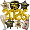 6/7/11Pcs New Years Foil Balloon Set Gold Digit Foil Balloons Large Wine Bottle Balloon Happy New Years Eve Party Decoration