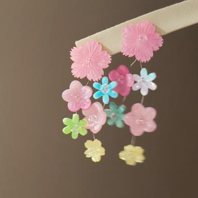 Resin Color Flower Earrings Dopamine Niche Design Personality Fashion Versatile Premium Temperament Earrings
