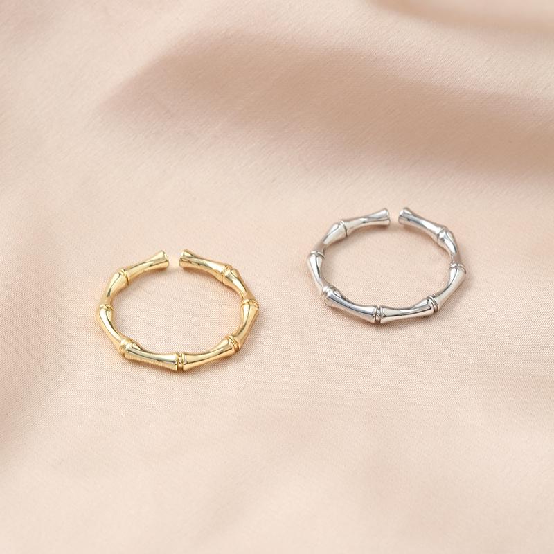 Elegant Bamboo Couple Rings: Women's Trendy, Stylish, and High-End Fashion for Index or Pinky Finger.