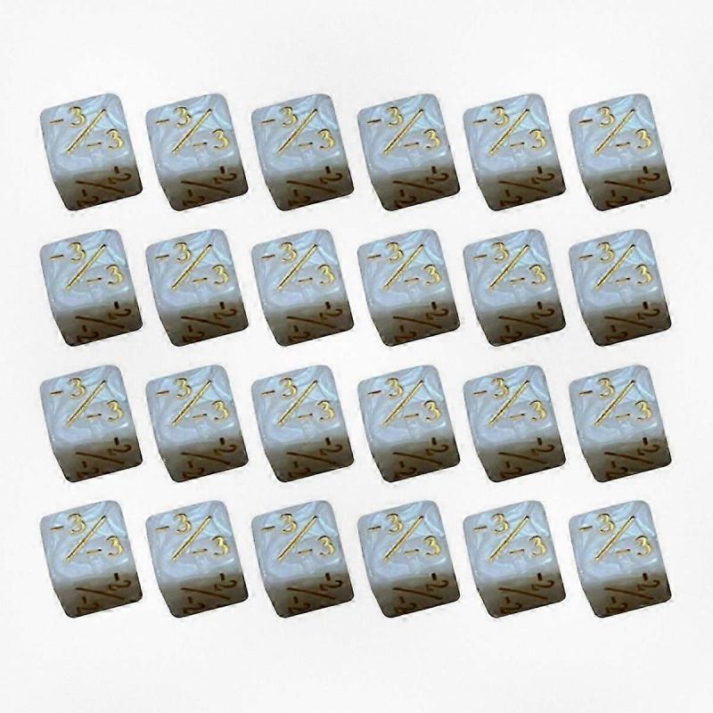 24 ks Akrylové kostky pro deskové a karetní hry, Vzdělávací hračky pro děti, Bílé počítací kostky se symboly +/-