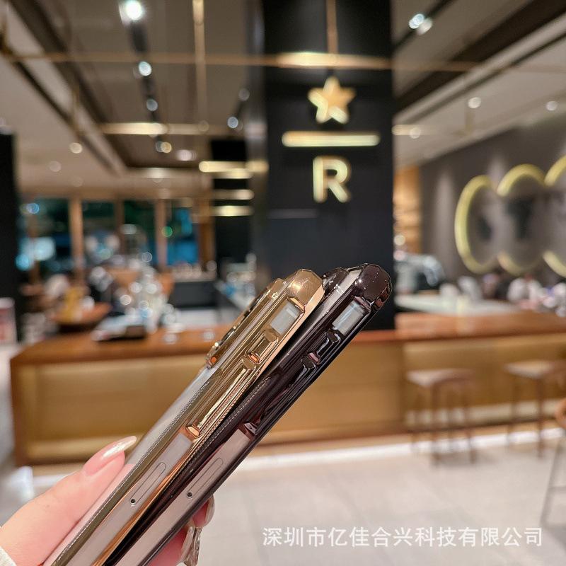 Applicable to iPhone16Promax electroplated blade mobile phone case 13 Apple 15 simple 12 four corners anti-drop transparent case