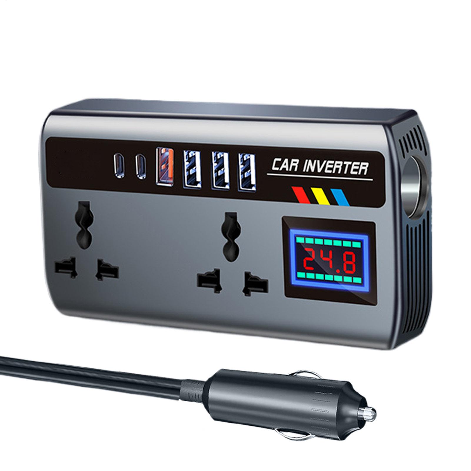 

Portable Car Inverter 12V/24V To 220V Outlet Adapter With 3 USB Ports Fast Charging Automotive Charger For Auto Car Truck SUV RV CN