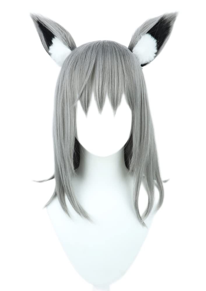 

Косплей парик с сеткой, стиль Серого Песца Широко, серый, с ушками, термостойкий, аксессуар для костюма