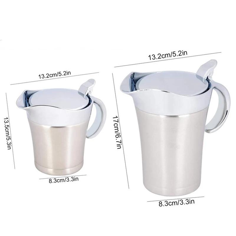 Gravy Jug Stainless Steel Double Insulated Steak Sauce Jug with Lid Portable Juice Tomato Sauce Jug Dining Table Seasoning Tools