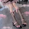 Bowknot Calf Socks Lace Trim Sheer Stockings Cute Sweet Lolita Knee Socks  JK Fashion