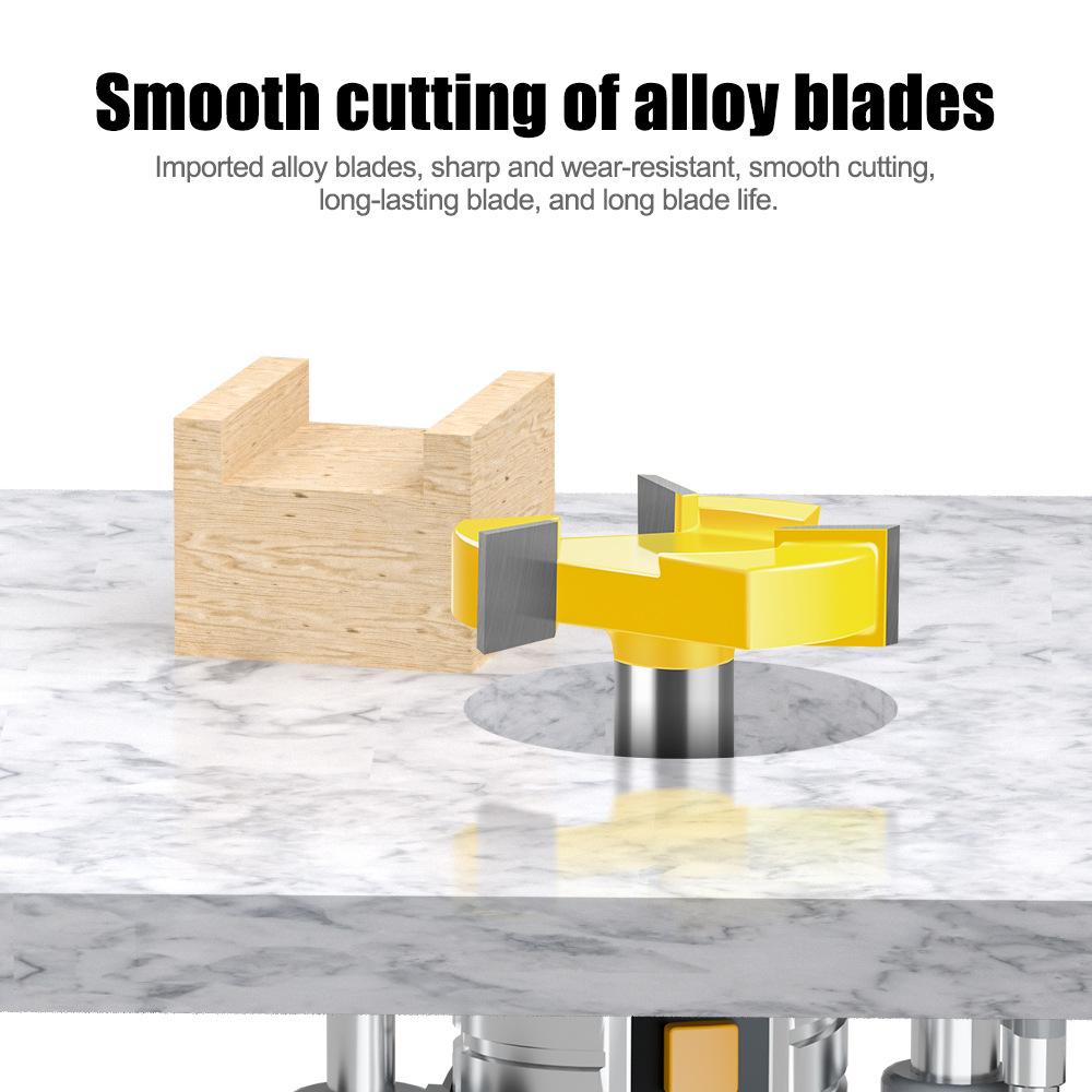 Three-blade T-type slotting knife T-type mortise and tenon knife engraving machine trimming machine head woodworking milling cutter alloy notch cutter