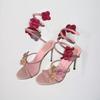 Fairy Style Flower High Heels Female 2025 Summer New Niche Design Snake-shaped Winding Stiletto Sandals