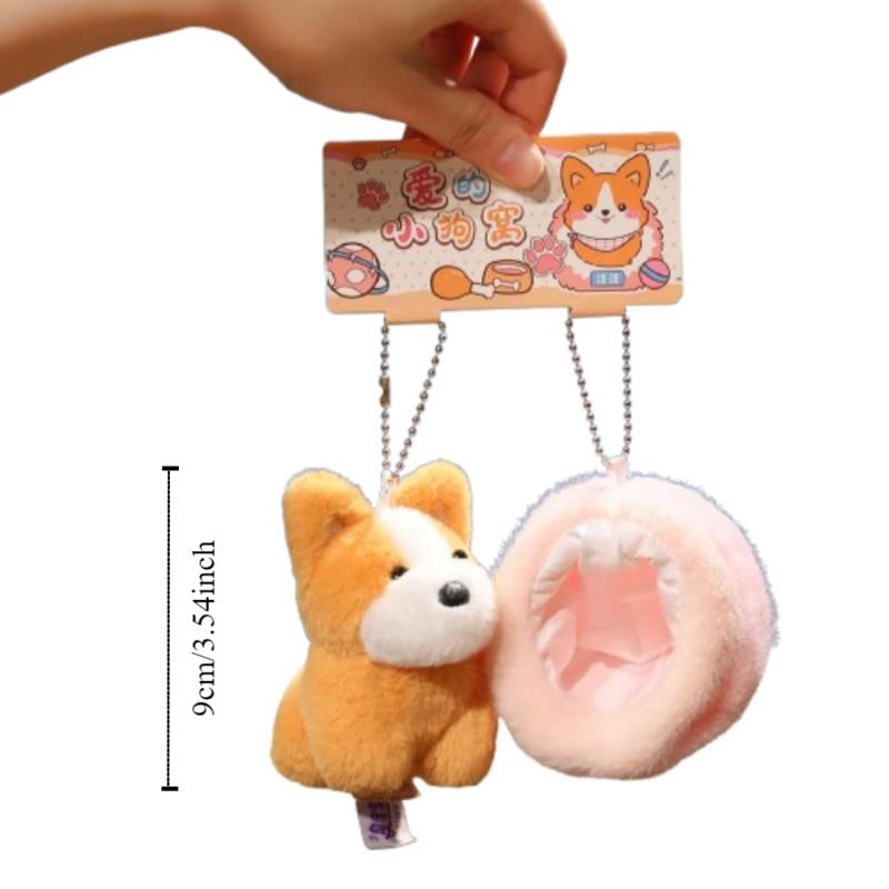 Bag Charm Puppy Nest Plush Keychain Puppy Dolls Schnauzer Plush Pendant  Kids Toy
