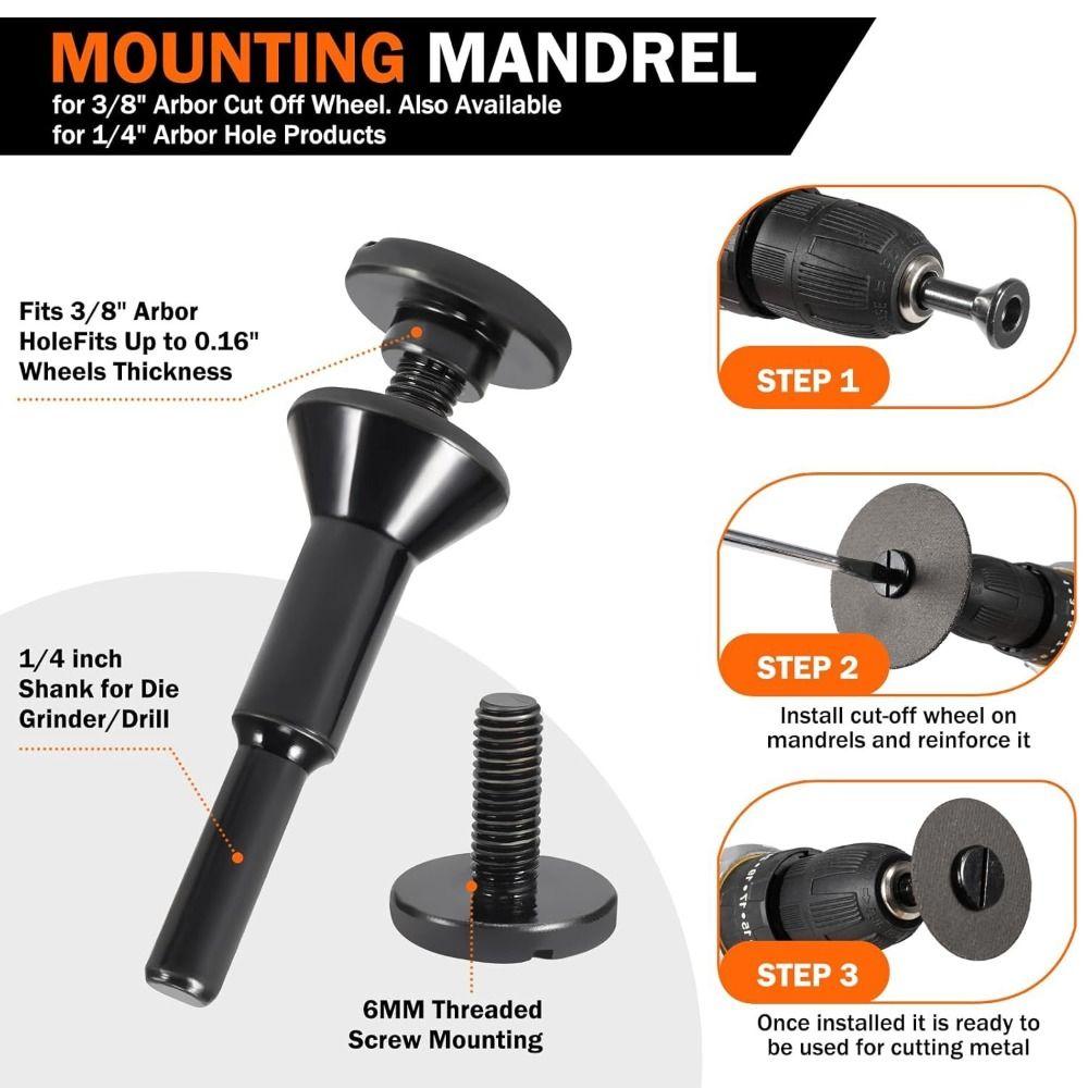 2 Inch Diameter Die Grinder Cut Off Wheel High Speed 3/8in Arbor Hole Drill Metal Cutter Attachment Reinforced