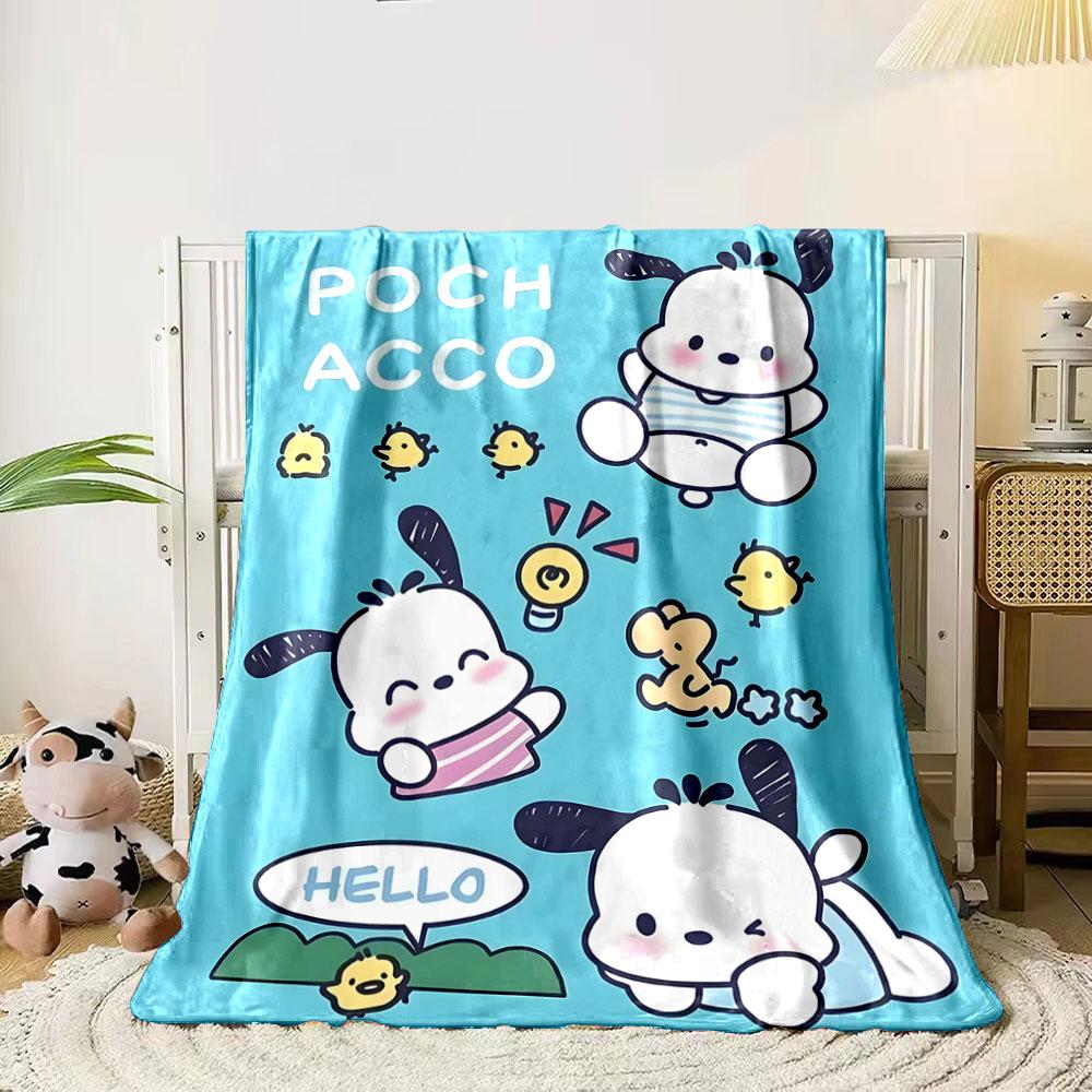 Cute cartoon puppies and chicks on a blue background with playful motifs. for all seasons blanket lunch break throw gift 80cm x 120cm