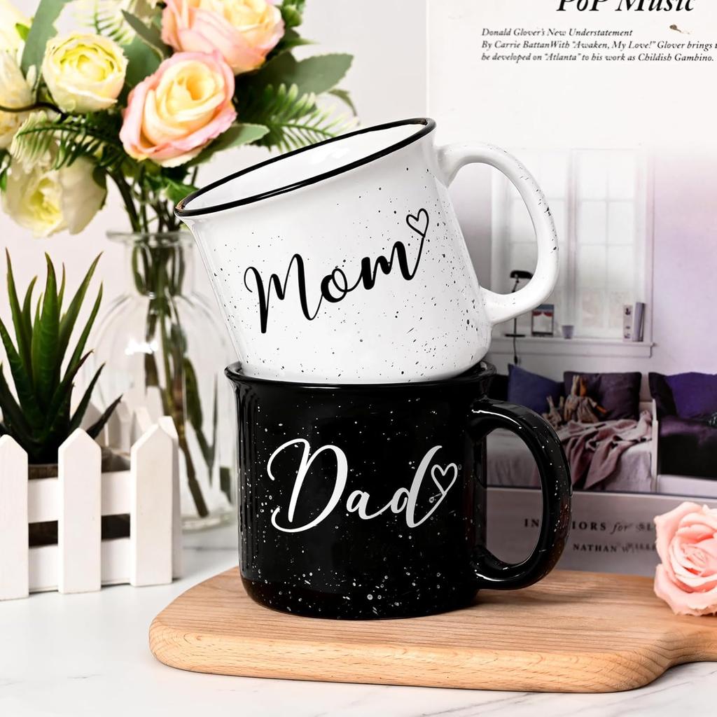 YHRJWN Mom and Dad Gifts, Gifts for Mom Dad from Daughter Son, Mom and Dad Mugs Set of 2, New Parents Gifts for Couples, Mothers Day Fathers Day
