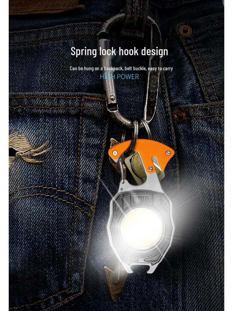 Multifunctional LED Keychain Light: Portable Camping Lighter & Auto Repair Tool