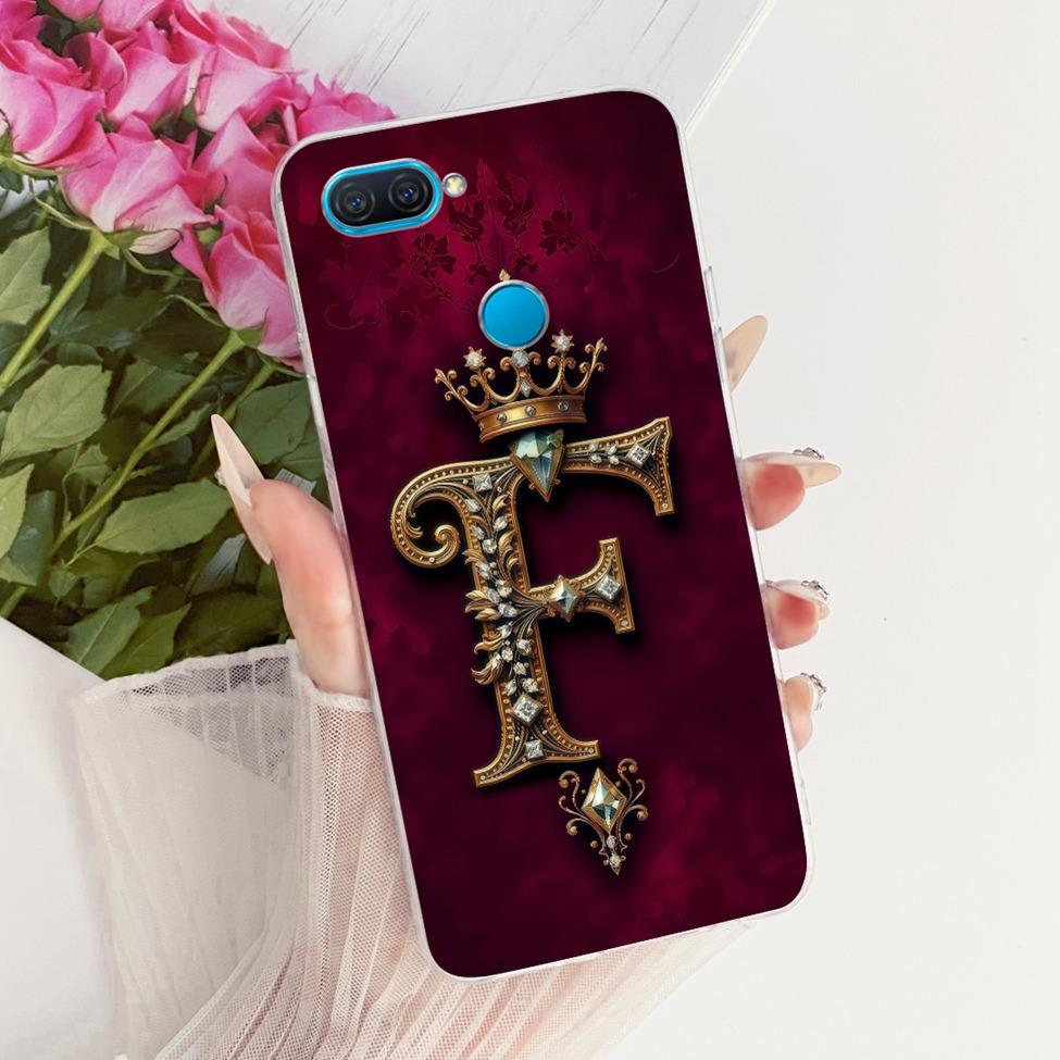 Transparent For Oppo A12 Case Cover Luxury Crown Aesthetic A-Z Letters 2D Flat Pattern Soft Casing For Oppo CPH2083 CPH2077