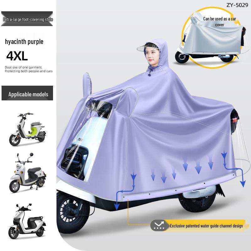 

Waterproof Oxford Cloth Rain Poncho for Electric Vehicles - Thickened, Stormproof, Full-Body, One-Piece Design for Single Rider 4XL