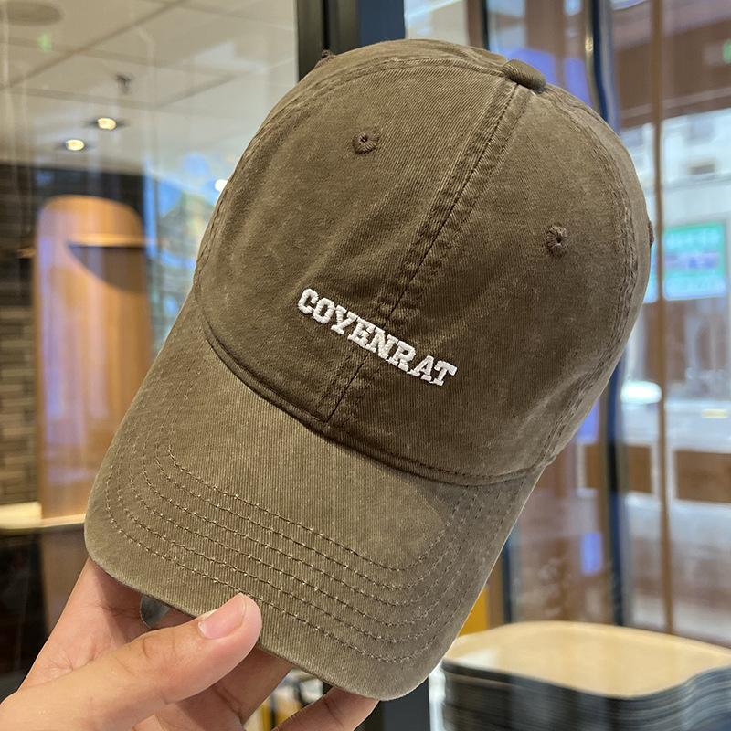 New Embroidered Baseball Cap Big Head Wide Brim Hat Women's Face Showing Small Pure Cotton Versatile Casual Korean Style Baseball Cap Men