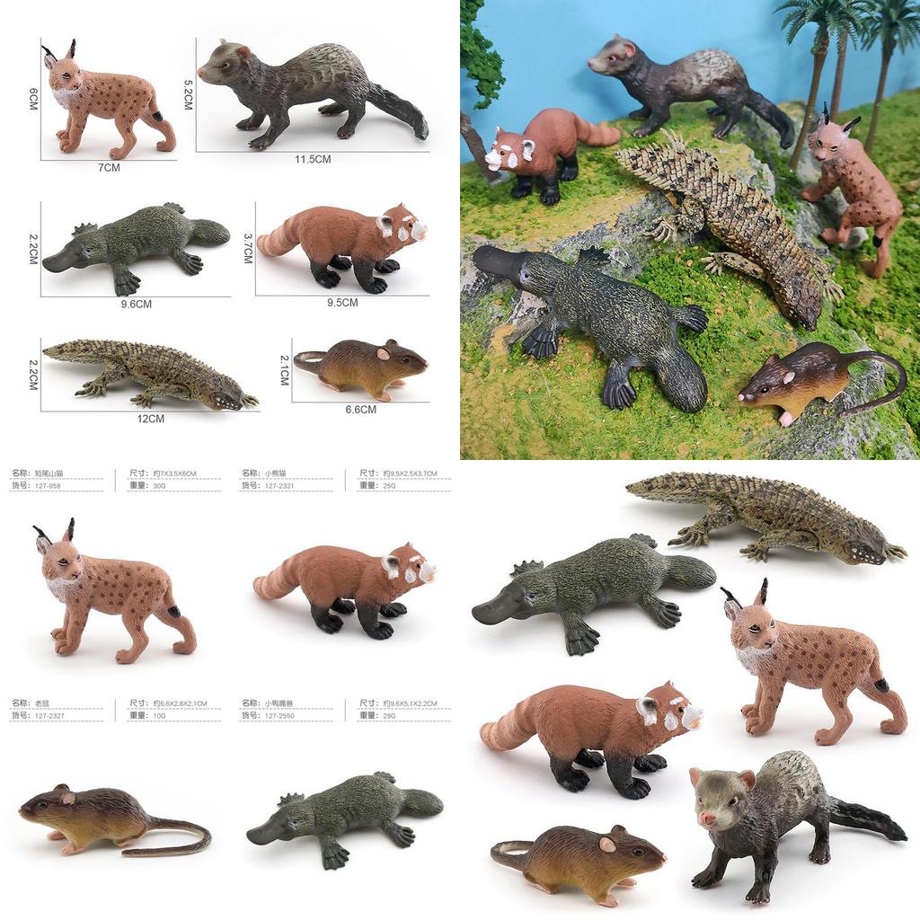 Exquisite Plastiktierfiguren, einschließlich Kurzschwanzluchs, Roter Panda und einzigartiges Schnabeltier, ideal für Heimdekoration und Bildungszwecke