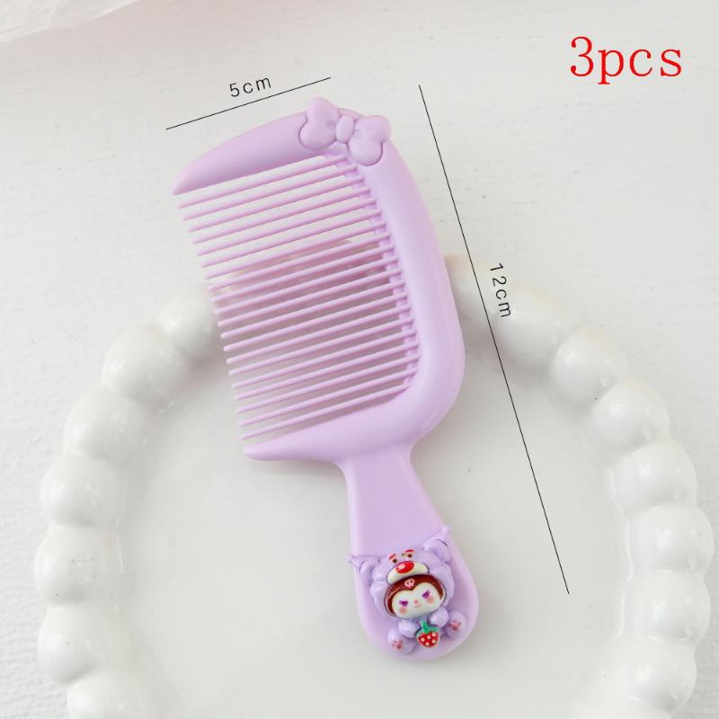 3Pcs Plastic Anti Static Straight Combs Portable Cartoon Sanrio Mini Comb Candy Color Fine-Toothed Detangling Combs For Children