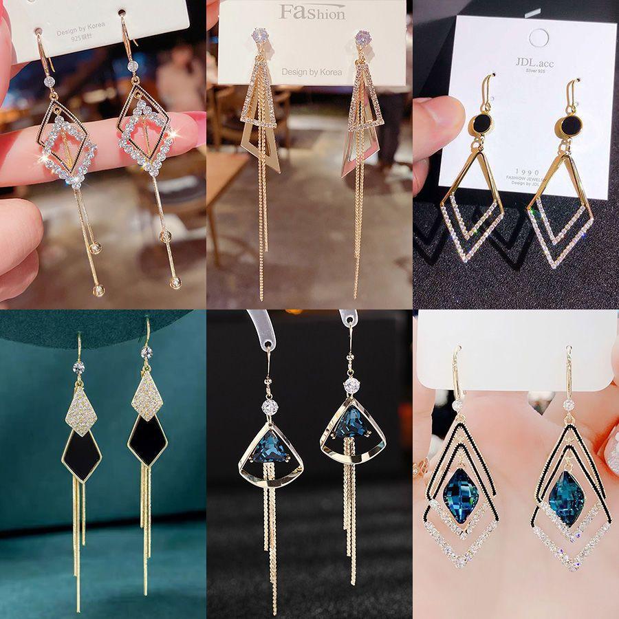 

Винтажные серьги с кисточками с бриллиантами, длинные серьги-шпильки