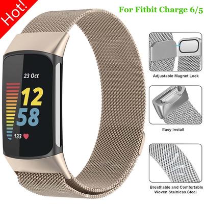 NEUE Mailänder Schlaufe Für fitbit charge6 5 Band Ersatz charge6 Armband Edelstahl Magnetarmband fitbit charge5 Armband