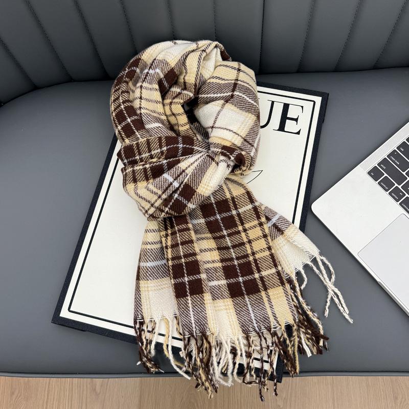 New Korean Atmosphere Premium Plaid Scarf Female Autumn and Winter Student Couple Warm Scarf Male