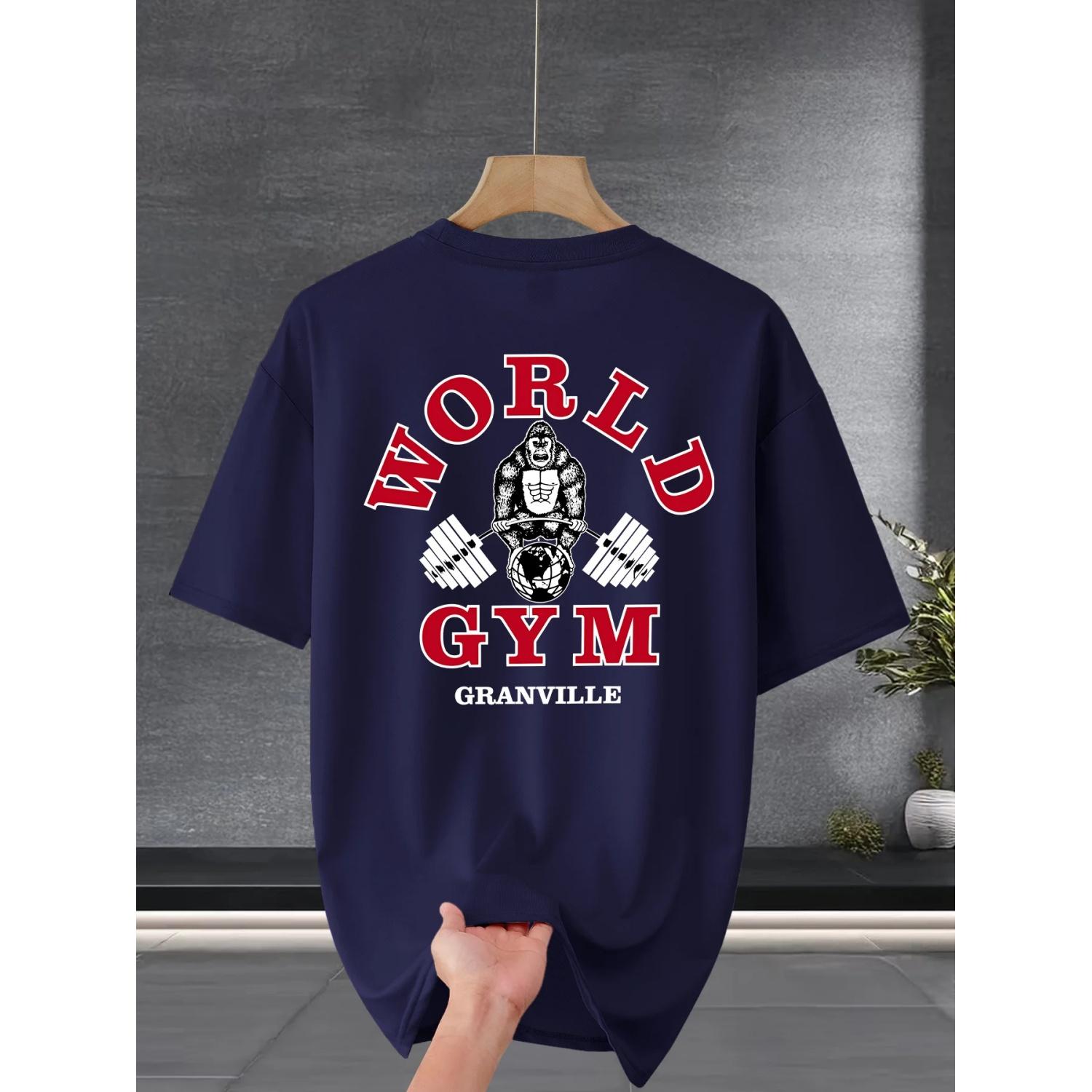 Gorilla Gym Men Cotton TShirtAthletic Vintage Mens Workout Fitness Muscle Navy Blue Cool Hipster Streetwear Casual Graphic Tee S чёрный