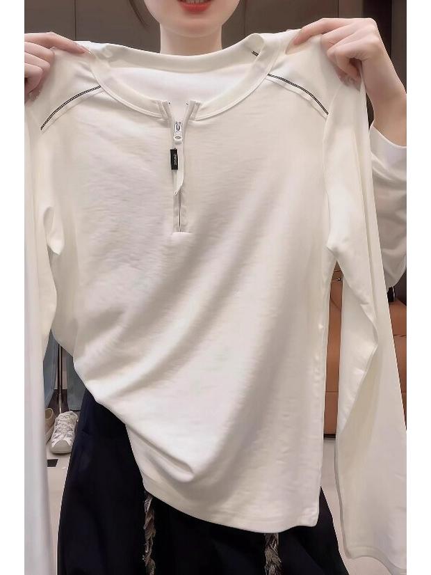 Women s Slim Fit Long Sleeve Zipper T-Shirt (Autumn/Winter 2025) M