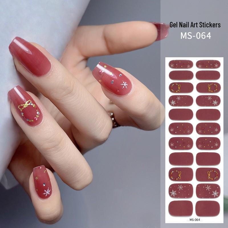 New Style Red Book Gel Nail Stickers: Semi-Western, Korean No-Bake Nail Art