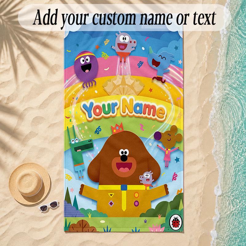 Beach TowelHey Duggee Custom Name Text Personalized Soft Towel for Beach Pool Indoor Home Decor Gift