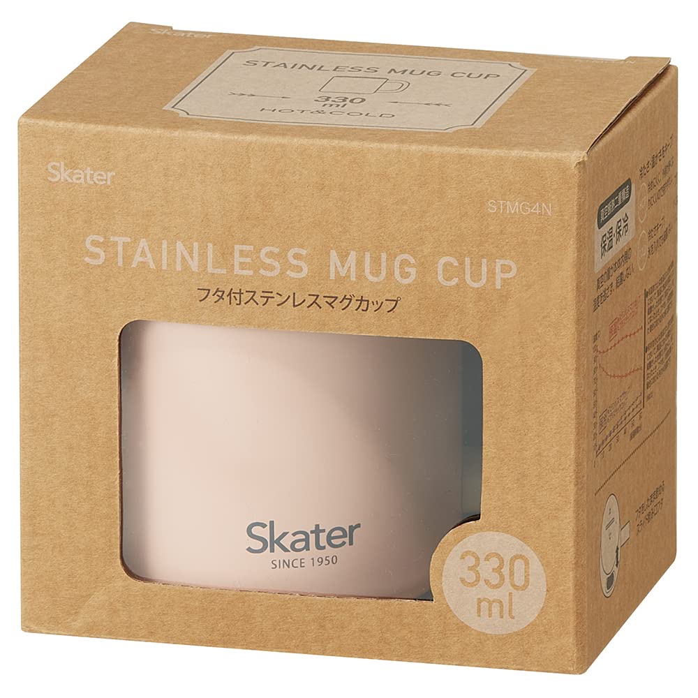 Skater Insulated Stainless Steel Mug with Double Wall Vacuum Dusky Lid, Insulation, Pink, 330ml, STMG4N-A
