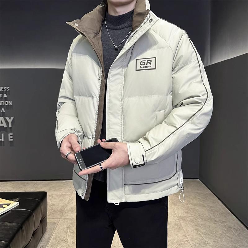 Wuhan Men's Solid Color Stand-Up Collar Down Jacket - Trendy High-End Design