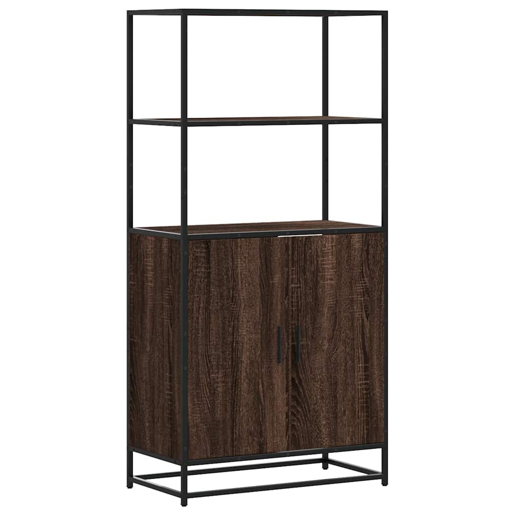 Highboard in Brown Oak Look 26.8 x 13.8 x 54.7 (L x W x H) Engineered Wood & Metal