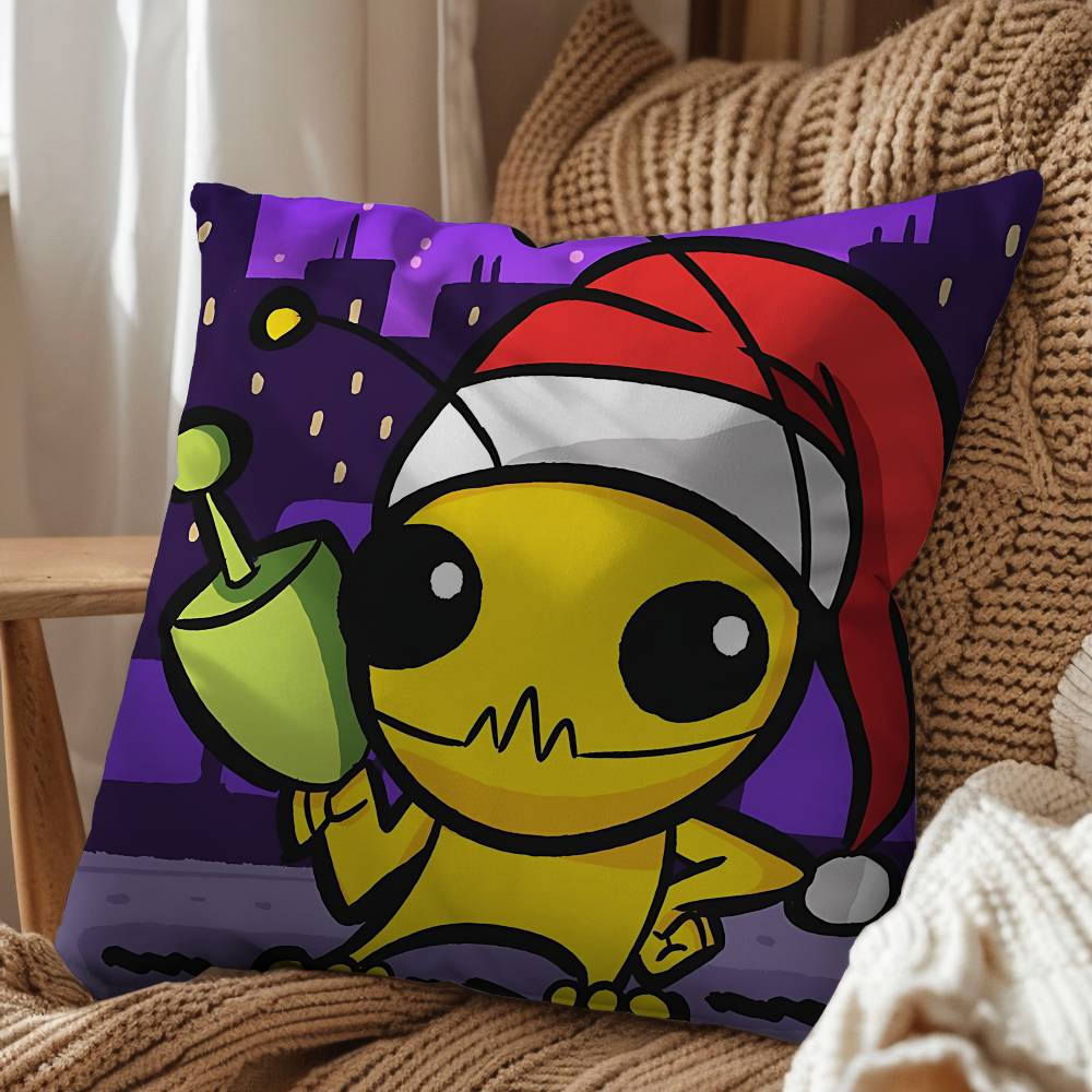 Game Big Battle AAlien Hominid Pillow Case Square DoubleSided Printing Short Plush Sofa Cushion Cover Bedroom Bedside Pillow