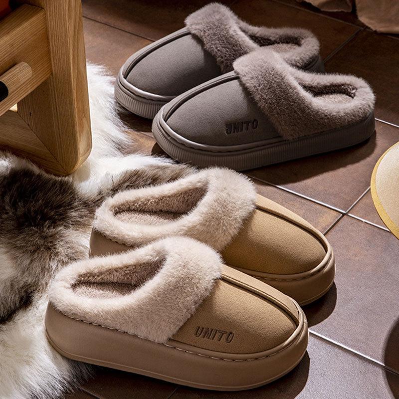 Mao Mao cotton slippers 2025 new autumn and winter couples comfortable home non-slip plush warm non-slip dormitory cotton shoes