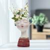 Girls Resin Statue Planters Flower Pot Indoor Vase Human Head Figurines for Dining Room Party