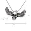 Fallen Angel Skull Pendant Necklace Men's Stainless Steel Gothic Biker Jewelry Adjustable Chain Gift Halloween Party Accessories