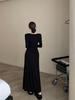 Robe en tricot Rétro à col en V et manches évasées Automne 2025 pour Femme - Jupe longue élégante et amincissante