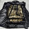 Womens Black Gold Winter Puffer Jacket Loose Fit Hooded Thick Warm Down Coat Short Length