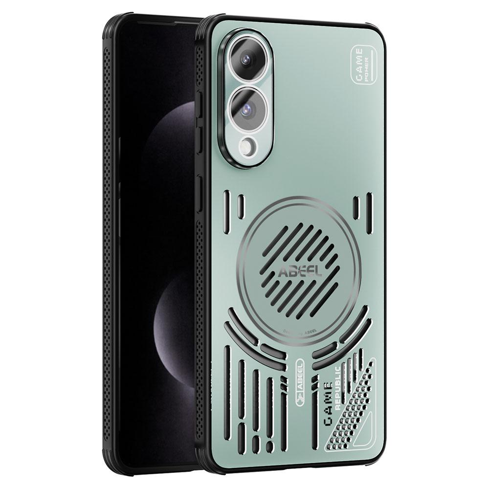 

For Samsung Galaxy S25 Edge Magnetic Case Aluminium Alloy+PC+TPU Hollow Heat Dissipation Phone Cover Light Green